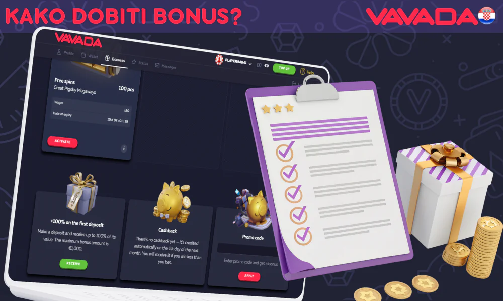 Saznajte više o dobivanju bonusa od Vavade