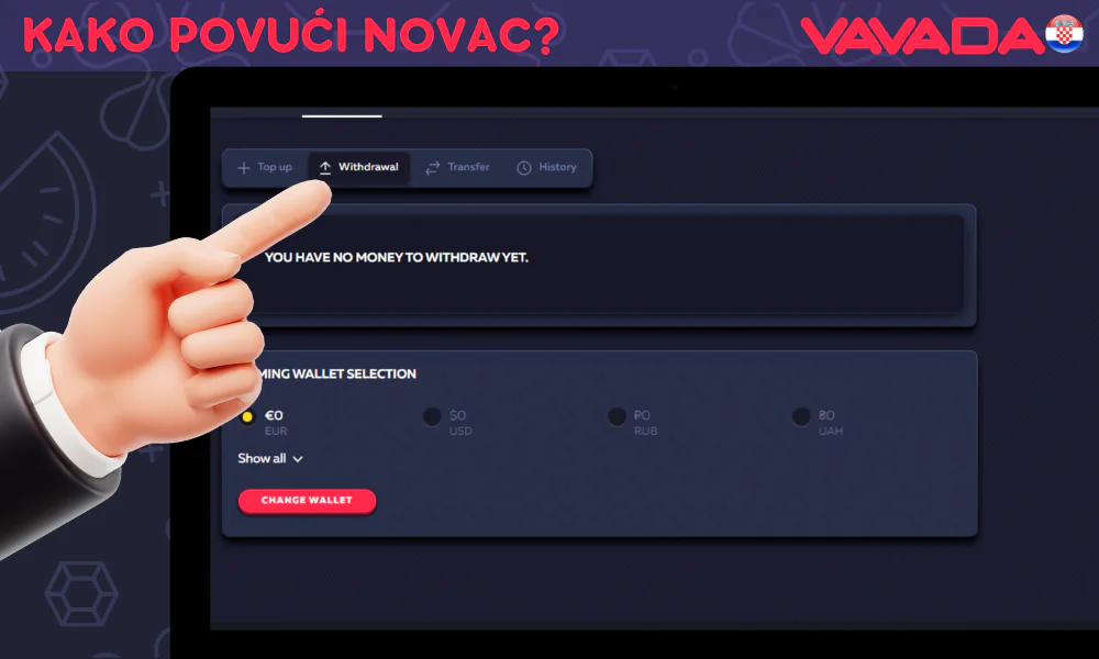 Korak po korak upute za povlačenje sredstava iz Vavada