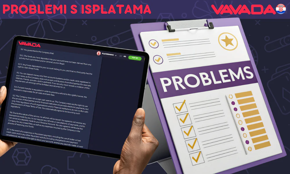 Mogući problemi s povlačenjem sredstava Vavada