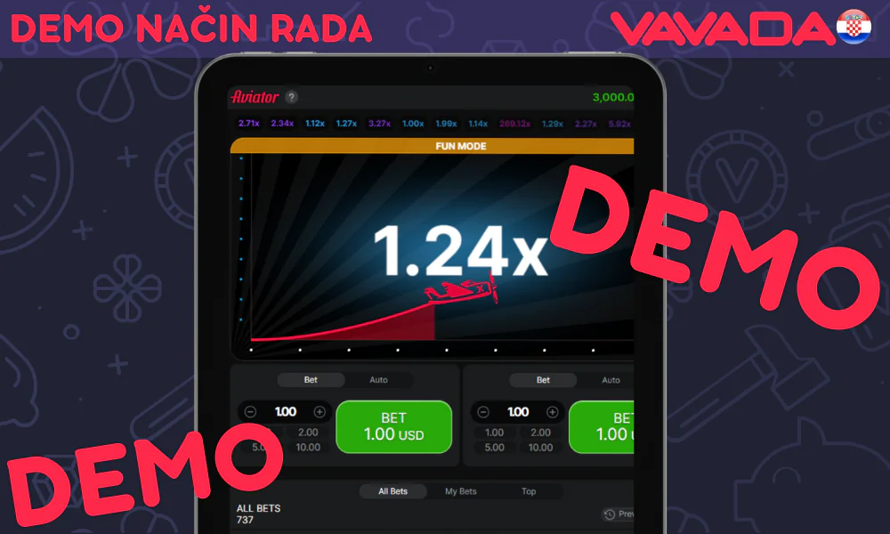 Aviator može besplatno igrati na Vavadi