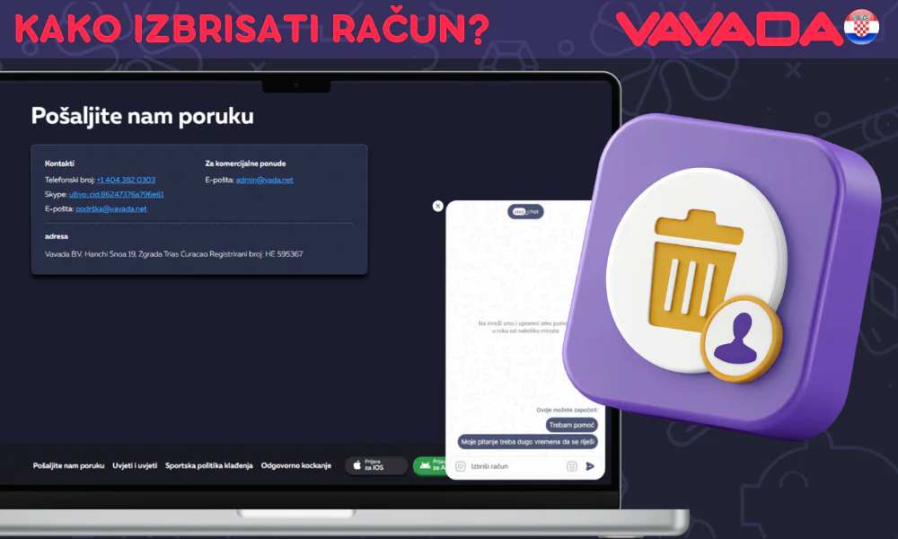 Saznajte više o brisanju računa Vavada