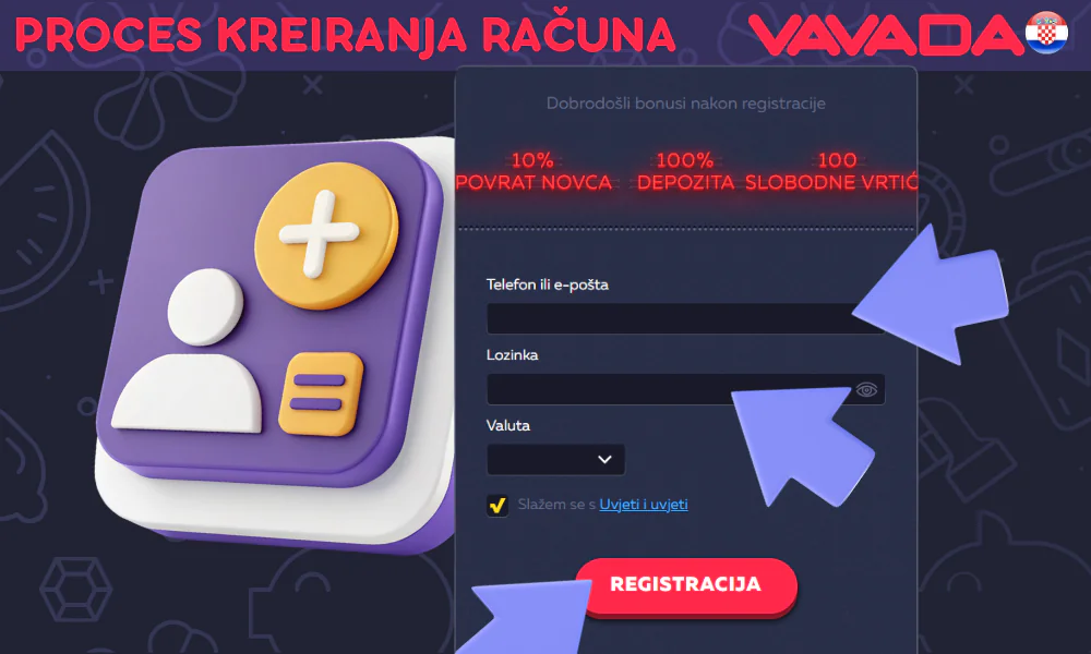 Upute za kreiranje računa na Vavadi