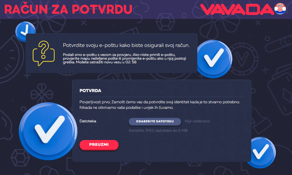 Potrebna je verifikacija Vavada računa